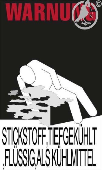 Warnkennzeichnung Kühlmittel "STICKSTOFF,TIEFGEKÜHLT,FLÜSSIG,ALS KÜHLMITTEL"