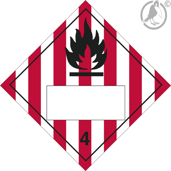 Gefahrgutaufkleber Klasse 4.1 FLAMMABLE SOLID mit Eindruck - 250 x 250 mm