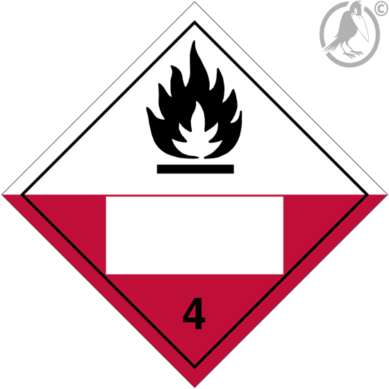 Gefahrgutaufkleber Klasse 4.2 SPONTANEOUSLY COMBUSTIBLE mit Eindruck - 250 x 250 mm