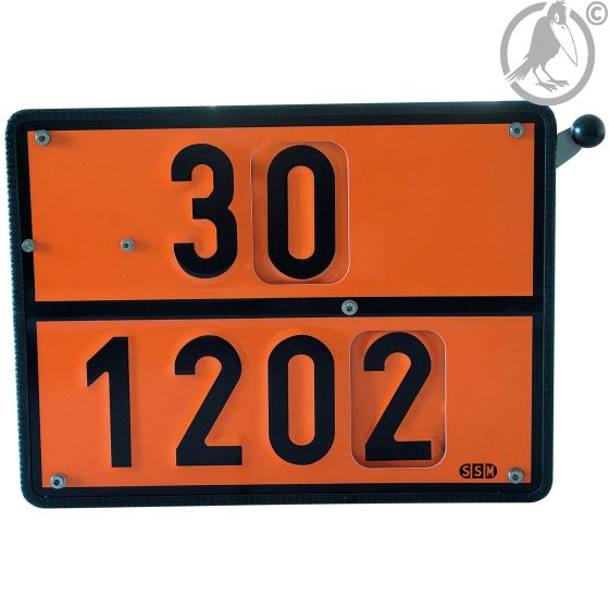 Gefahrguttafel ADR mit Drehwechsel für Benzin und Diesel-Heizöl, aus Edelstahl 400 x 300 mm