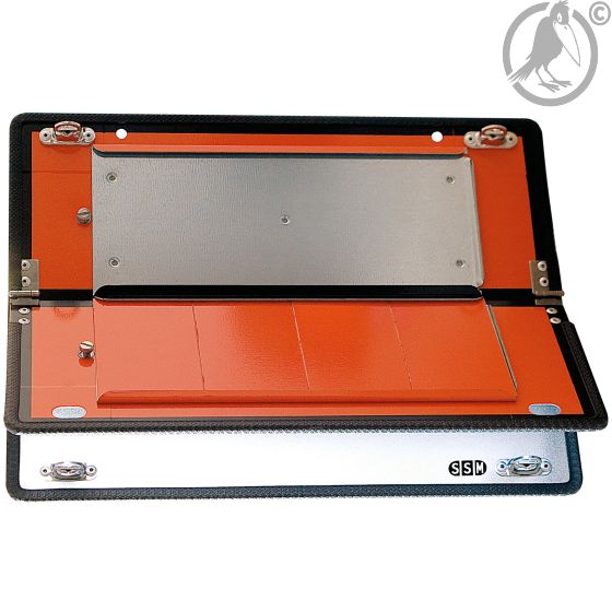 Komplettsystem: Zifferntafel für Tankfahrzeuge, klappbar, mit Ziffern und Befestigung, aus Edelstahl (V2A), 400 x 300 mm