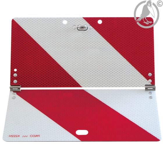 Klappbare Parkwarntafel Typ 3, linksweisend für Fahrzeug hinten gem. § 51c StVZO, aus Aluminium, 285 x 285 mm