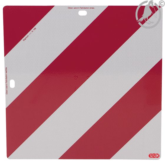 Parkwarntafel gem. § 51c StVZO, aus Aluminium, 423 x 423 mm. Mit Drehwirbel zur leichten Montage und Demontage.