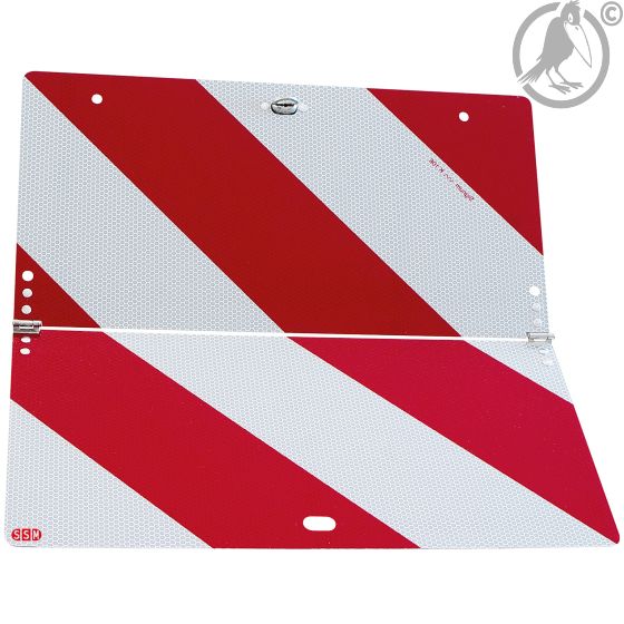 Klappbare Parkwarntafel Typ 2 linksweisend für Fahrzeug hinten gem. § 51c StVZO, aus Aluminium, 423 x 423 mm