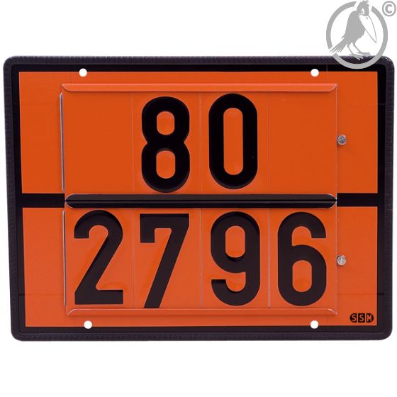 Gefahrguttafel Zifferntafel ADR für Tankfahrzeuge mit feuerfester Abdeckhaube und Halterung, Edelstahl V2A, 400 x 300 mm