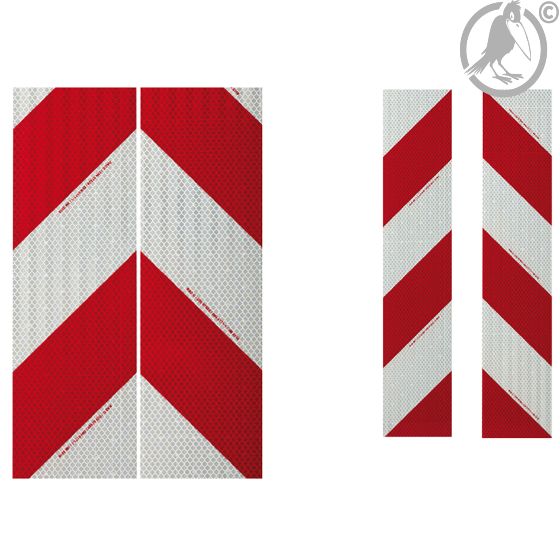 Containerwarnmarkierung 3M, Reflexfolie RA2, 8 Zuschnitte (4 x linksweisend, 4 x rechtsweisend), 705 x 141 mm