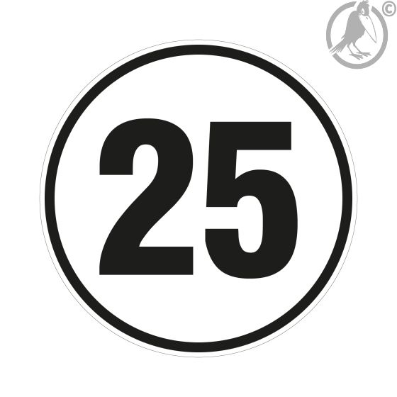 Geschwindigkeitsschild 25 km/h, gemäß StVZO § 58, Aluminium, Ø 200 mm