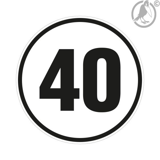 Geschwindigkeitsschild 40 km/h, gemäß StVZO § 58, Aluminium, Ø 200 mm