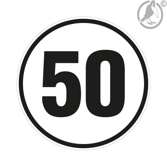 Geschwindigkeitsschild 50 km/h, gemäß StVZO § 58, Aluminium, Ø 200 mm