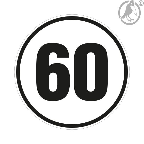 Geschwindigkeitsschild 60 km/h, gemäß StVZO § 58, Aluminium, Ø 200 mm