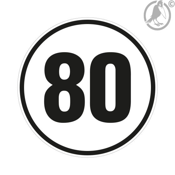 Geschwindigkeitsschild 80 km/h, gemäß StVZO § 58, Aluminium, Ø 200 mm