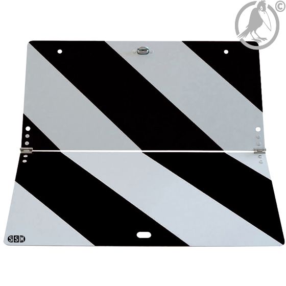 Elbtunnelschild Warntafel, klappbar, schwarz/weiß, nicht reflektierend, Aluminium