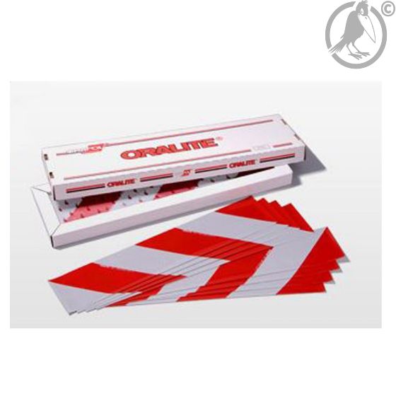 Containerwarnmarkierung Orafol, Reflexfolie RA2, 8 Zuschnitte (4 x linksweisend, 4 x rechtsweisend), 705 x 141 mm
