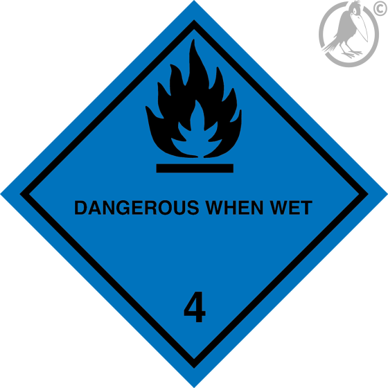Gefahrgutaufkleber Klasse 4.3 DANGEROUS WHEN WET