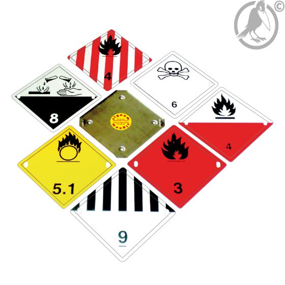 Gefahrtguttafel-Wechselsystem, 250 x 250 mm aus Edelstahl / Aluminum - Ein System für Alles!