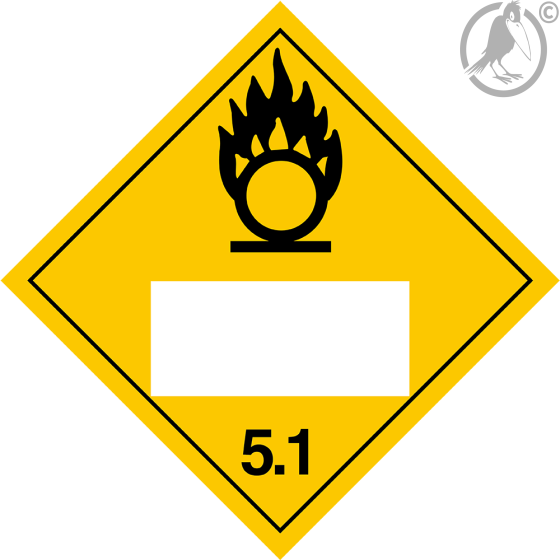 Gefahrgutaufkleber Klasse 5.1 OXIDIZER mit Eindruck - 300 x 300 mm