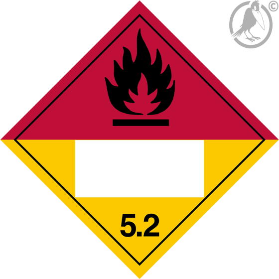 Gefahrgutaufkleber Klasse 5.2 ORGANIC PEROXIDE mit Eindruck - 300 x 300 mm