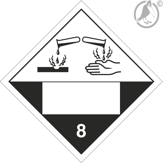 Gefahrgutaufkleber Klasse 8 CORROSIVE mit Eindruck - 250 x 250 mm