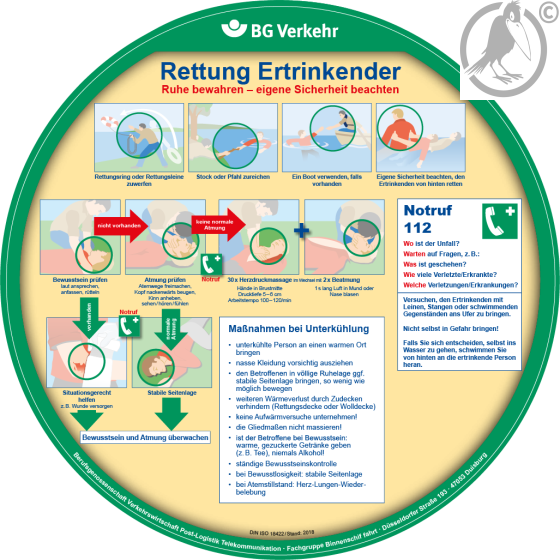Tafel Rettung Ertrinkender BG rund