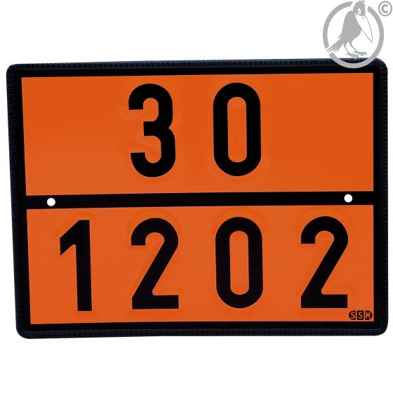 Gefahrguttafel Warntafel ADR 30/1202 für Heizöl und Diesel, starr, Stahlblech verzinkt, 400 x 300 mm