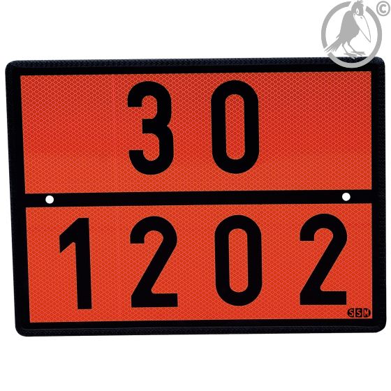 Gefahrguttafel Warntafel ADR 30/1202 für Heizöl und Diesel, Reflexfolie RA3 (fluoreszierend und reflektierend), Stahlblech verzinkt, 400 x 300 mm