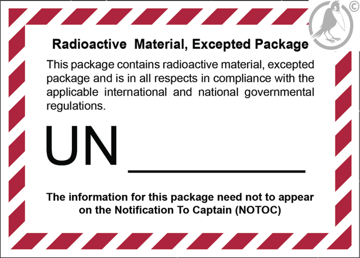 Radioactive Material Excepted Package (Transportetikett)