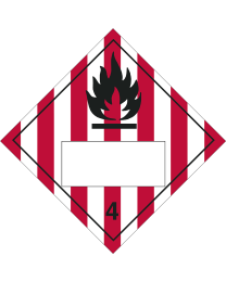 Gefahrgutaufkleber Klasse 4.1 FLAMMABLE SOLID mit Eindruck - 250 x 250 mm