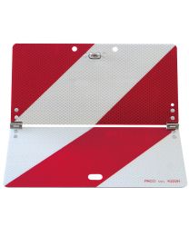 Klappbare Parkwarntafel Typ 3, rechtsweisend für Fahrzeug vorne gem. § 51c StVZO, aus Aluminium, 285 x 285 mm