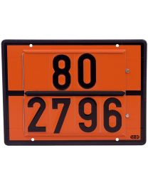 Gefahrguttafel Zifferntafel ADR für Tankfahrzeuge mit feuerfester Abdeckhaube und Halterung, Edelstahl V2A, 400 x 300 mm