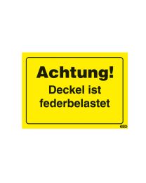 Aufkleber für Container "Achtung! Deckel ist federbelastet!", aus wetterfester Folie, 210 x 105 mm