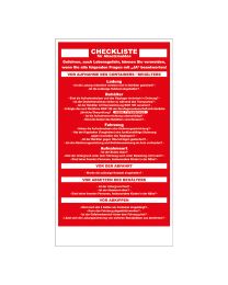 Checkliste für Absetzmulden als Aufkleber aus wetterfester Folie, selbstklebend, 114 x 200 mm