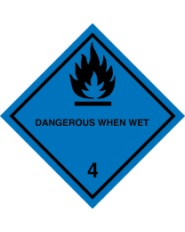 Gefahrgutaufkleber Klasse 4.3 DANGEROUS WHEN WET