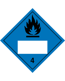 Gefahrgutaufkleber Klasse 4.3 DANGEROUS WHEN WET mit Eindruck - 250 x 250 mm