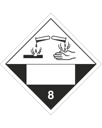Gefahrgutaufkleber Klasse 8 CORROSIVE mit Eindruck - 250 x 250 mm