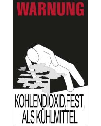 Warnkennzeichnung Kühlmittel "KOHLENDIOXID,FEST,ALS KÜHLMITTEL"
