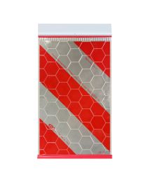 Warnmarkierung für Ladebordwände, rechtsweisend mit Kunststoff-Halterung, 440 x 260 mm