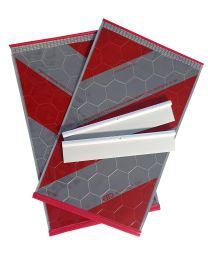 Satz Warnmarkierung für Ladebordwände mit Kunststoff-Halterung rechts-/linksweisend, 440 x 260 mm