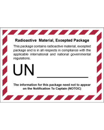 Radioactive Material Excepted Package (Transportetikett)