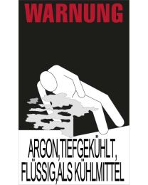 Warnkennzeichnung Kühlmittel "ARGON,TIEFGEKÜHLT,FLÜSSIG,ALS KÜHLMITTEL